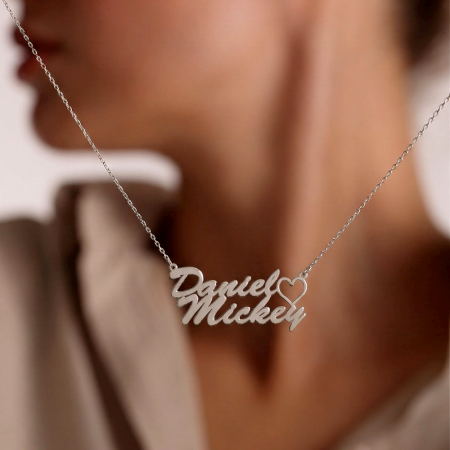 Handmade 925 Sterling Silver Daniel & Mickey Pendant Necklace